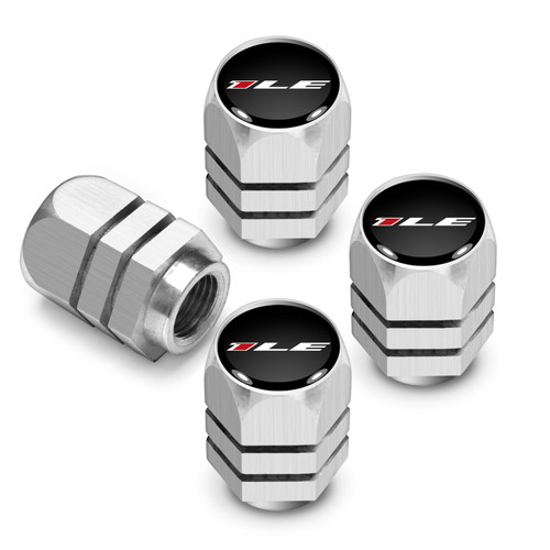 Chevrolet Camaro 1LE Logo in Black on Silver Hexagon Shape Aluminum Tire Valve Stem Caps