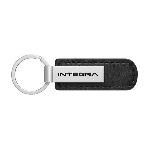Acura Integra Black PU Leather Strap Silver Metal Bar UV Printed Logo Key Chain