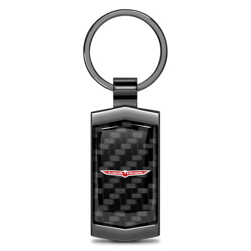 Jeep Trailhawk Real Black Carbon Fiber Gunmetal Black Metal Case Key Chain