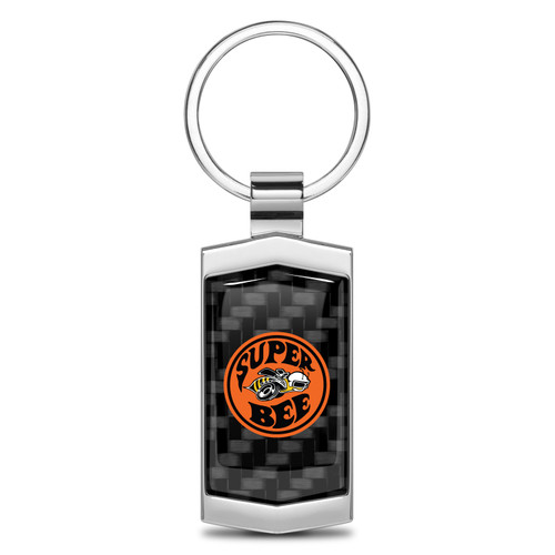 Dodge Super Bee Real Black Carbon Fiber Chrome Metal Case Key Chain