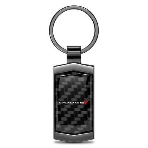Dodge Real Black Carbon Fiber Gunmetal Black Metal Case Key Chain