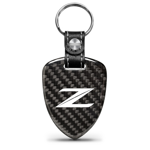 Nissan 370Z Z Logo Real Black Carbon Fiber Large Shield-Style Key Chain