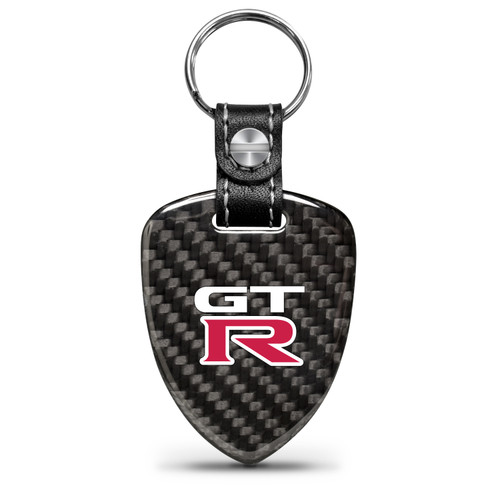 Nissan GT-R Real Black Carbon Fiber Large Shield-Style Key Chain