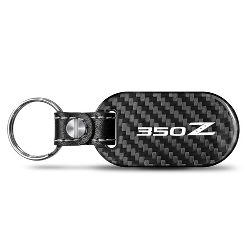 Nissan 350Z 100% Real Black Carbon Fiber Tag Style Key Chain