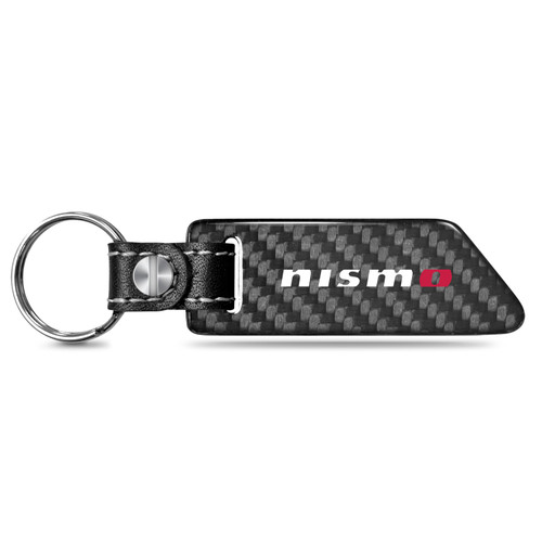 Nissan NISMO Real Carbon Fiber Blade Style with Black Leather Strap Key Chain