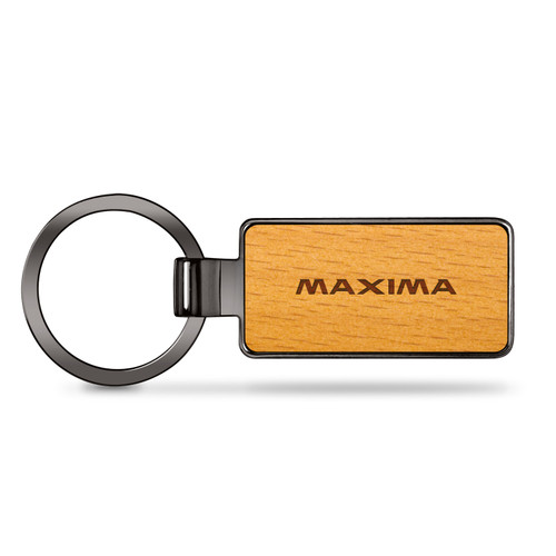 Nissan Maxima Laser Engraved Maple Wood Gunmetal Frame Case Key Chain