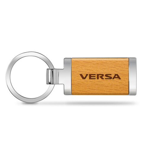Nissan Versa Laser Engraved Maple Wood Chrome Metal Trim Key Chain