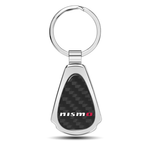 Nissan NISMO Real Black Carbon Fiber Chrome Metal Teardrop Key Chain