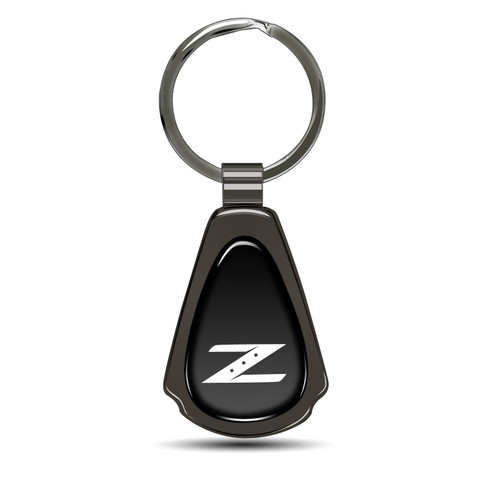 Nissan 350Z Z Logo Black Dome Gunmetal Black Metal Teardrop Key Chain