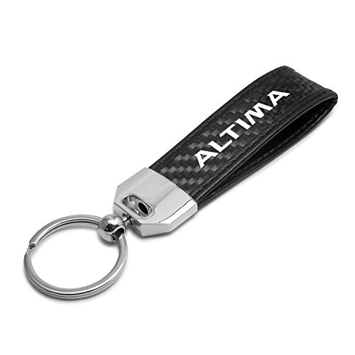 Nissan Altima Real Carbon Fiber Leather Strap Key Chain with Black stitching