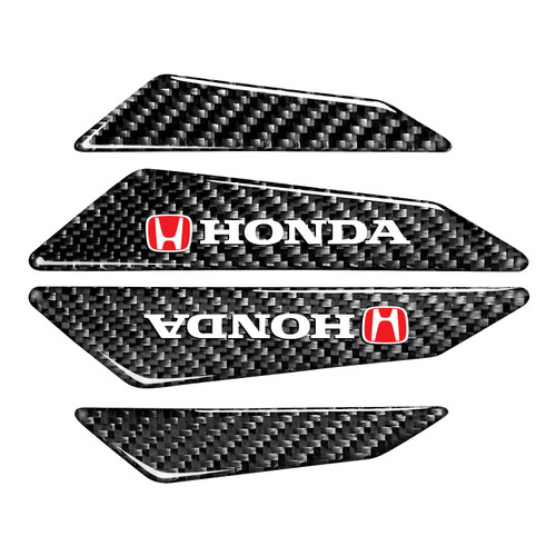 Honda Red Logo Black Real Carbon Fiber Universal Auto Door Edge Guard Sticker