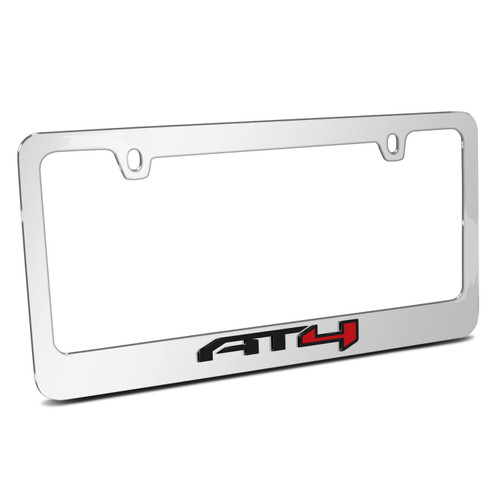 GMC AT4 in 3D Mirror Chrome Metal License Plate Frame