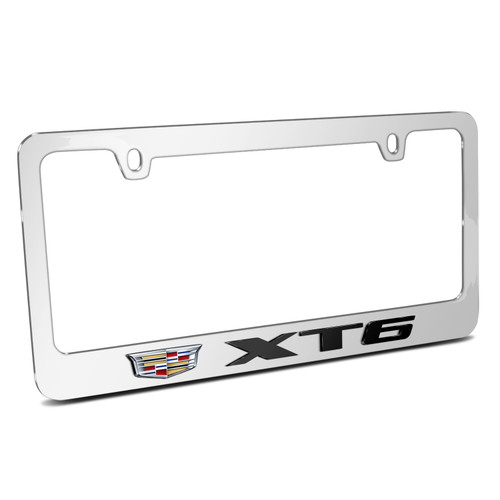 Cadillac XT6 in 3D Mirror Chrome Metal License Plate Frame