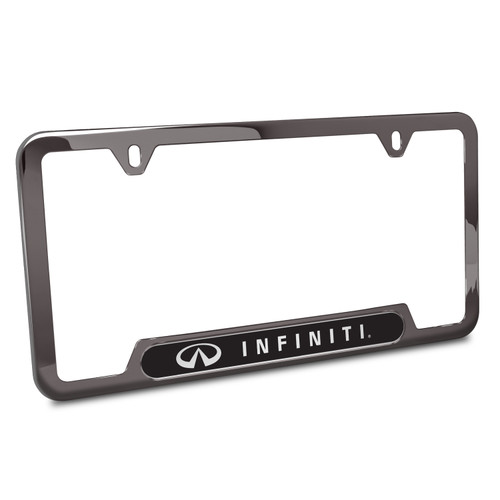 Infiniti in 3D Embossed Black Insert Gunmetal Finish 50 States Stainless Steel License Plate Frame
