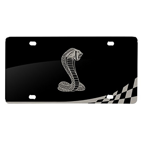 Ford Cobra Laser Mark Checker Stripe Matt-Look Black Acrylic License Plate
