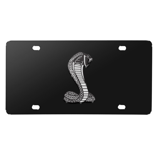 Ford Mustang Cobra3D Logo Black Stainless Steel License Plate