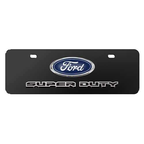 Ford Super-Duty 3D Logo 12" x 4.25" European Look Black Half-Size Stainless Steel License Plate