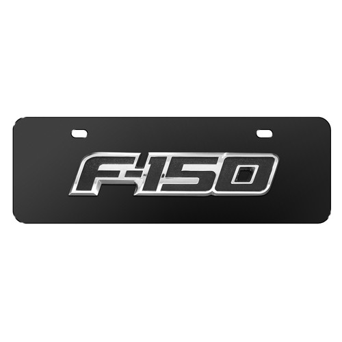 Ford F-150 3D Logo 12" x 4.25" European Look Black Half-Size Stainless Steel License Plate