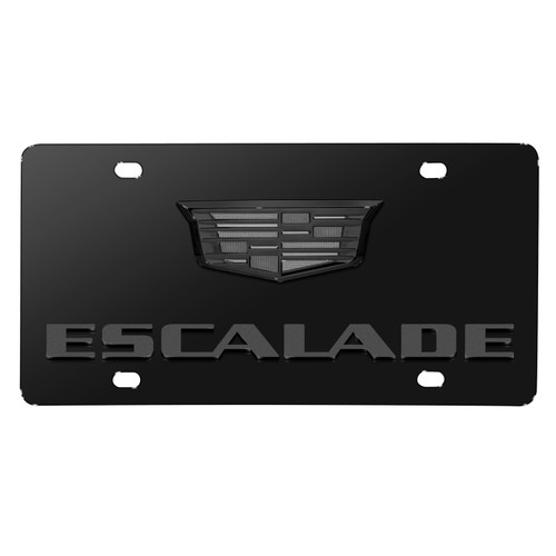 Cadillac Escalade 3D Dark Gray Dual Logo Black Stainless Steel License Plate