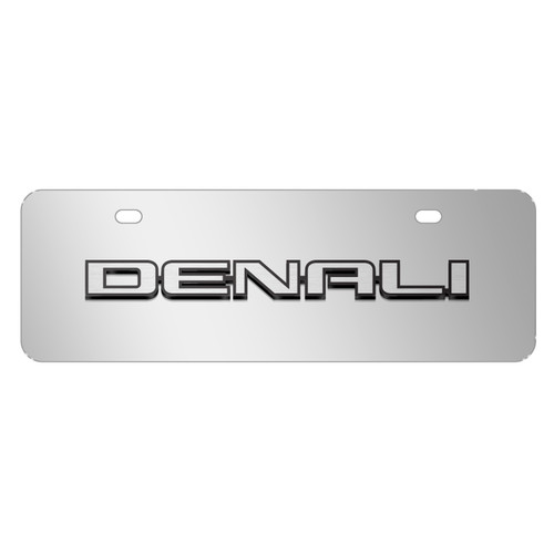 GMC Denali 3D Nameplate 12" x 4.25" European Look Chrome Half-Size Stainless Steel License Plate