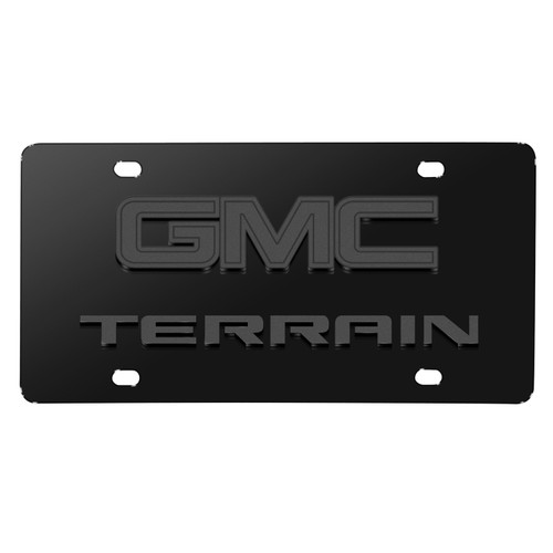 GMC Terrain 3D Dark Gray Dual Logo Black Stainless Steel License Plate