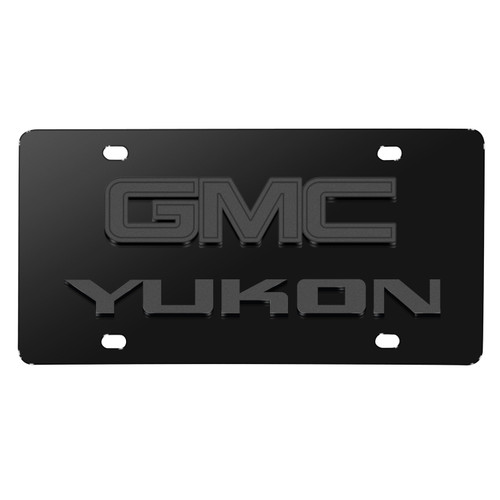 GMC Yukon 3D Dark Gray Dual Logo Black Stainless Steel License Plate