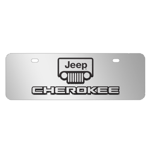 Jeep Cherokee 3D Logo 12" x 4.25" European Look Chrome Half-Size Stainless Steel License Plate