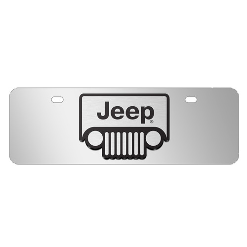 Jeep Grill 3D Logo 12" x 4.25" European Look Chrome Half-Size Stainless Steel License Plate