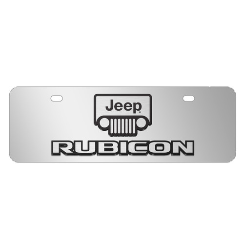 Jeep RubicWrangler 3D Logo 12" x 4.25" European Look Chrome Half-Size Stainless Steel License Plate