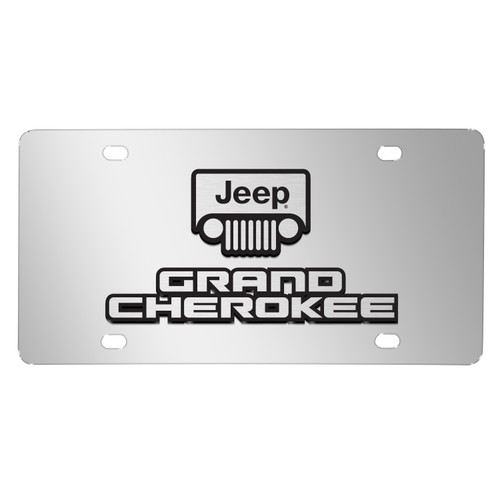 Jeep Grand Cherokee 3D Dual Logo Mirror Chrome Stainless Steel License Plate