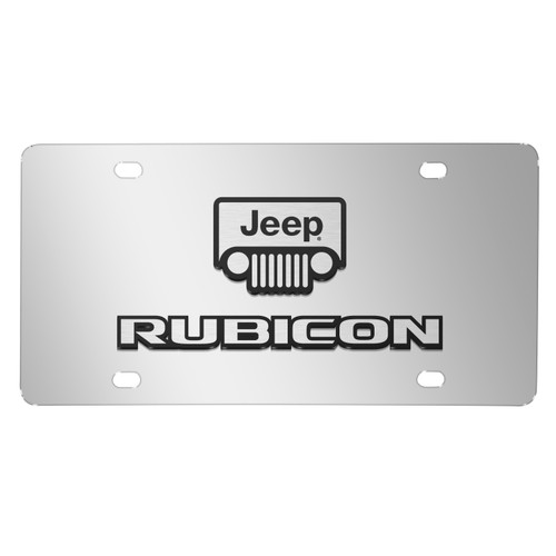 Jeep Rubicon 3D Dual Logo Mirror Chrome Stainless Steel License Plate