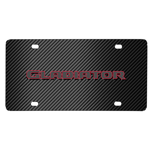 Jeep Gladiator 3D Logo Red Edge Black Carbon Fiber Patten Steel License Plate