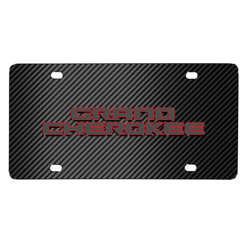 Jeep Grand-Cherokee 3D Red Edge Black Carbon Fiber Patten Steel License Plate
