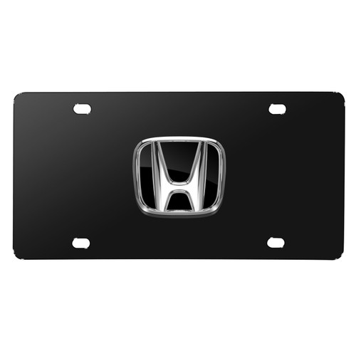 Honda 3D Black Logo on Black Stainless Steel License Plate