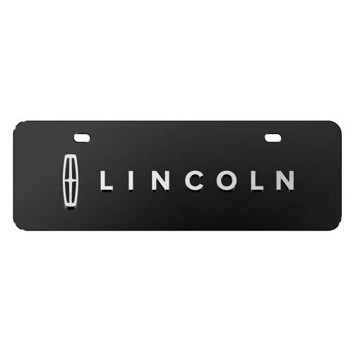 Lincoln 3D Logo 12" x 4.25" European Look Black Half-Size Stainless Steel License Plate