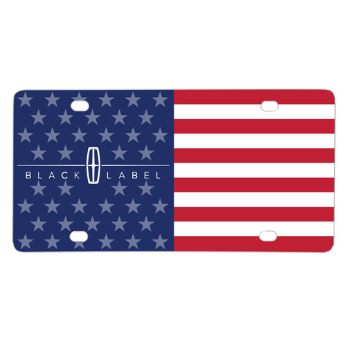 Lincoln Black Label Logo USA Flag Graphic Special Aluminum Metal License Plate