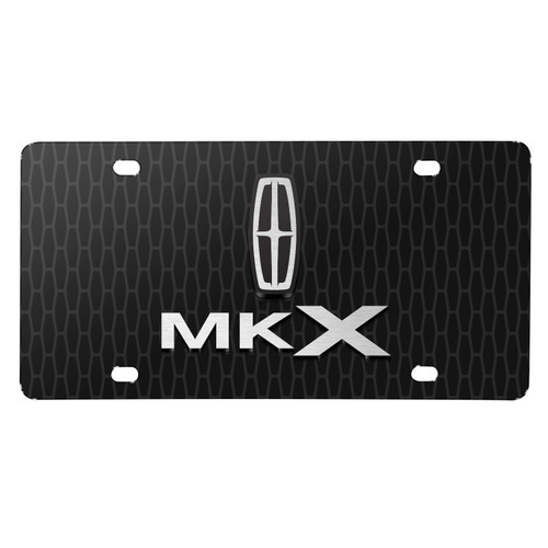 Lincoln MKX 3D Logo on Front Grill Pattern 12"x6" Black Acrylic License Plate
