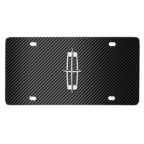 Lincoln 3D Large-Size Metal Logo on Black Carbon Fiber Pattern Stainless Steel License Plate