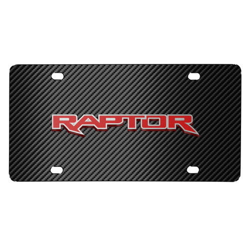 Ford F-150 Raptor in Red 3D Logo Black Carbon Fiber Patten Steel License Plate
