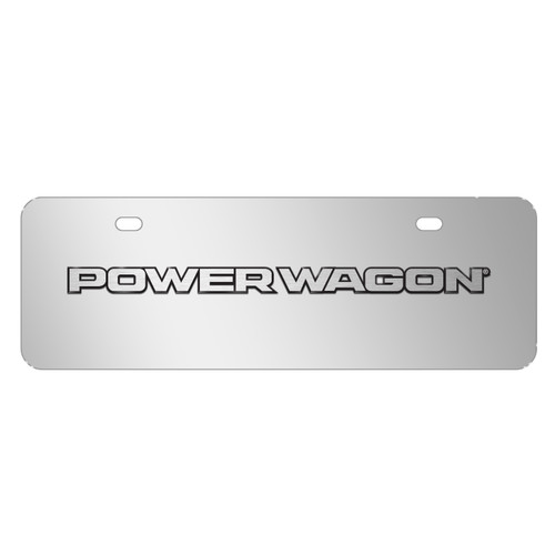RAM Power Wag3D Logo 12" x 4.25" European Look Chrome Half-Size Stainless Steel License Plate