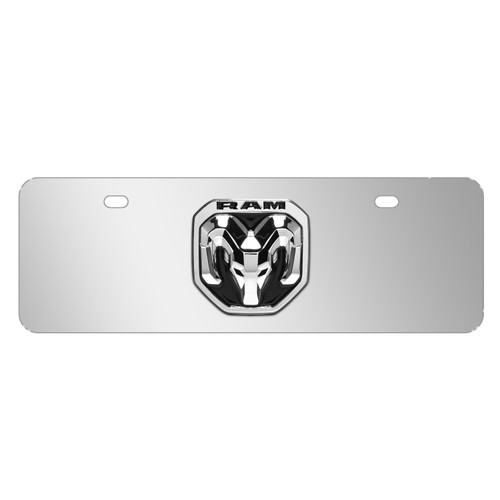RAM 2019 3D Logo 12" x 4.25" European Look Chrome Half-Size Stainless Steel License Plate
