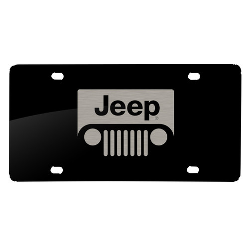 Jeep Grill Laser Etched Matt-Look Black Acrylic License Plate Made in the USA