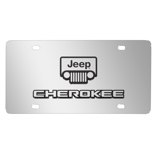 Jeep Cherokee 3D Dual Logo Mirror Chrome Stainless Steel License Plate