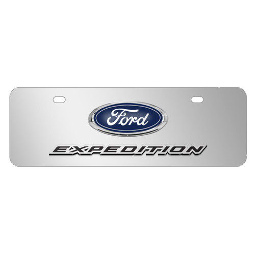Ford Expediti3D Logo 12" x 4.25" European Look Chrome Half-Size Stainless Steel License Plate
