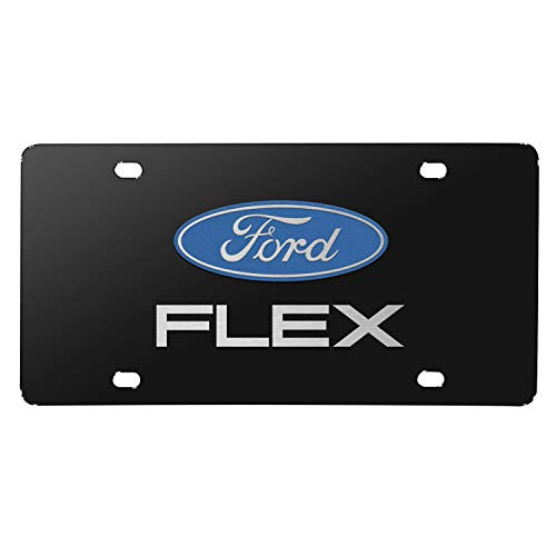 iPick Image - 3D Dual Logo Black Stainless Steel License Plate - Ford Flex