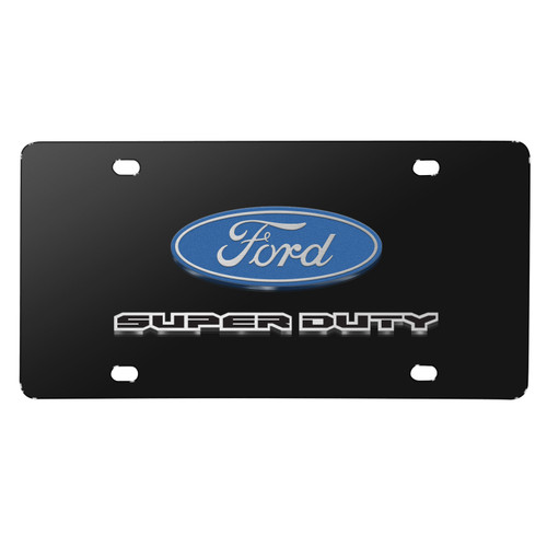 iPick Image - 3D Dual Logo Black Stainless Steel License Plate - Ford Super-Duty