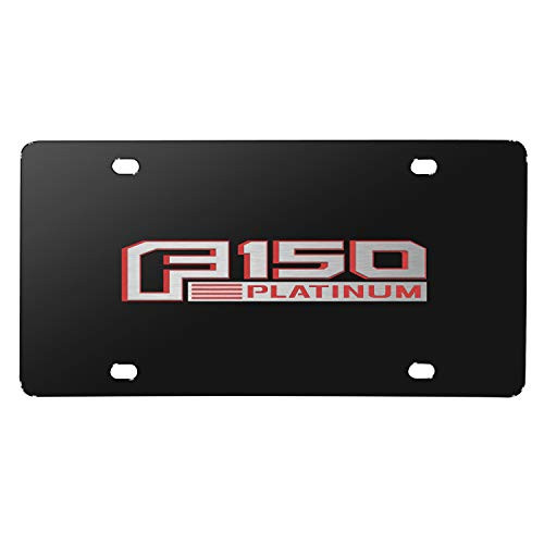 Ford 150 Platinum in Red 3D Black Stainless Steel License Plate