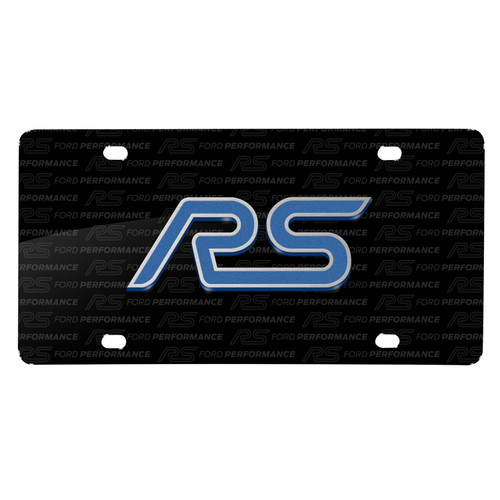 Ford Focus RS 3D Logo on Logo Pattern Black Aluminum License Plate