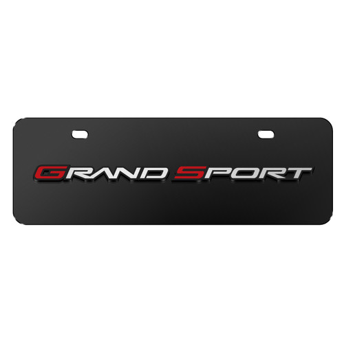 Chevrolet Corvette C6 Grand Sport 3D Logo 12" x 4.25" European Look Black Half-Size Stainless Steel License Plate