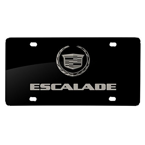 Cadillac Escalade Dual Logo Laser Mark Matt-Look Black Acrylic License Plate